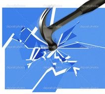 the hammer breaks the glass