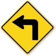 Left Turn yellow Sign drawing