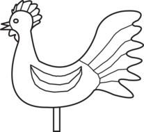 black and white drawing chicken on a stick