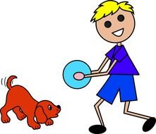 Boy Playing With Dog Clip Art N4