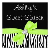 Blue And Pink Zebra Sweet 16 Invitations