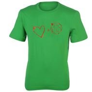 green t-shirt with drawings