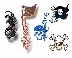 skulls and pirate symbols, drawing