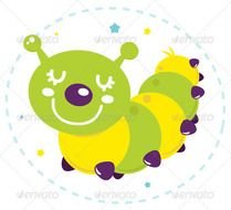 Cute Cartoon Caterpillar Faces
