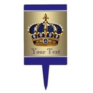 Royal Blue And Gold Baby Shower Cake