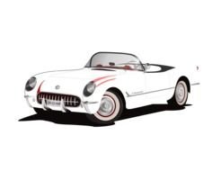 Corvette, Black And White sports car, drawing