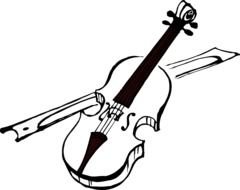 violin as black and white illustration
