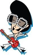drawn comic Elvis Presley with a guitar