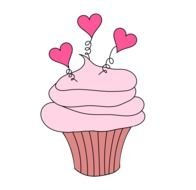 cupcake with heart decorations