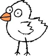 Black And White Cartoon Bird drawing