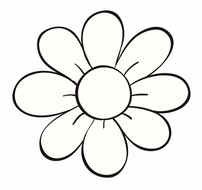 Black and white drawing of the flower with the core and the petals clipart