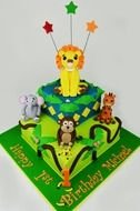 Colorful tasty Jungle Safari Birthday Cake