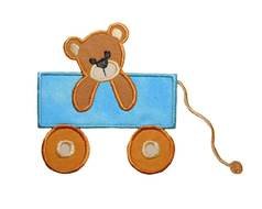 drawing of a bear in a trolley