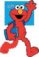 running Elmo with a book