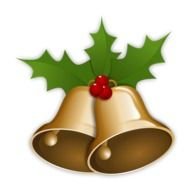 pair of golden Christmas Bells, drawing