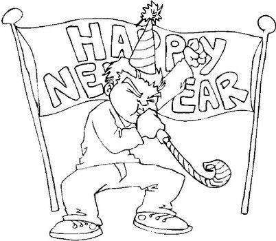 Happy New Year Coloring Pages