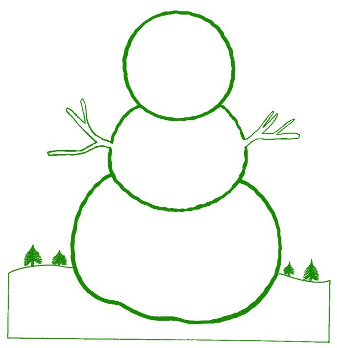 Snowman Cut Out Template drawing