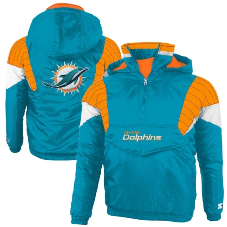 Starter Miami Dolphins Youth Breakaway Quarter Zip Jacket Aqua