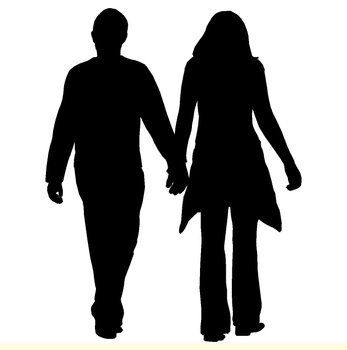 Man And Woman Holding Hands Silhouette