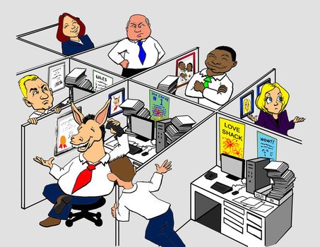 horse works in the office