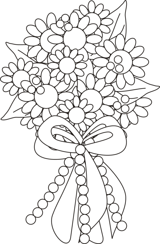 Painted bouquet with bow in a coloring book free image download