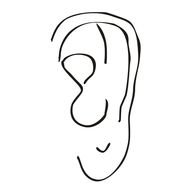 Black and white drawing of the ear clipart