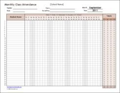 Monthly Attendance Sheet Template