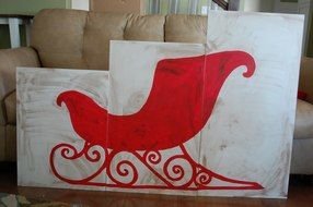 canvas with red Santas sleigh