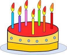 Clip art of birthday cake with candles