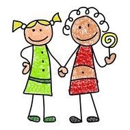 two Friends girls drawing