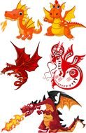 variety of cartoon dragons as a picture for clipart