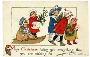 vintage christmas card as picture for clipart