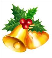 Christmas Bells with the berries and leaves clipart