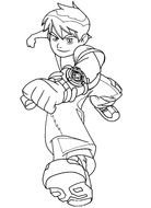 Black and white drawing of Ben 10 clipart