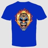 blue t-shirt with a skull