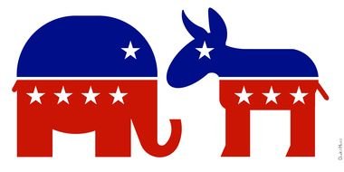 Republican Elephant And Democratic Donkey drawing