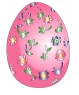 painted pink egg with flowers