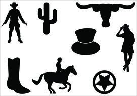 Clip Art of Western icons Silhouettes