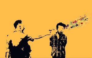 colofrul splash from head of man, digital art