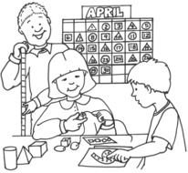 painted children study numbers in class