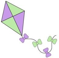 purple green kite with bows