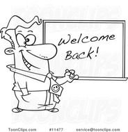 Cartoon Teacher Drawing On Board