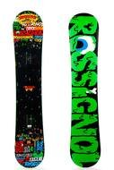 two snowboards with a colorful print