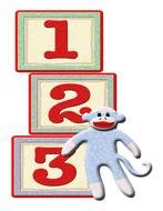 Clip art of 123 Blocks and Cartoon monkey