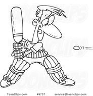 Black And White Cartoon Cricket Sport