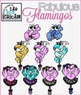 Colorful "Fabulous Flamingos" clipart