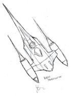 Black and white drawing of Naboo Starfighter clipart