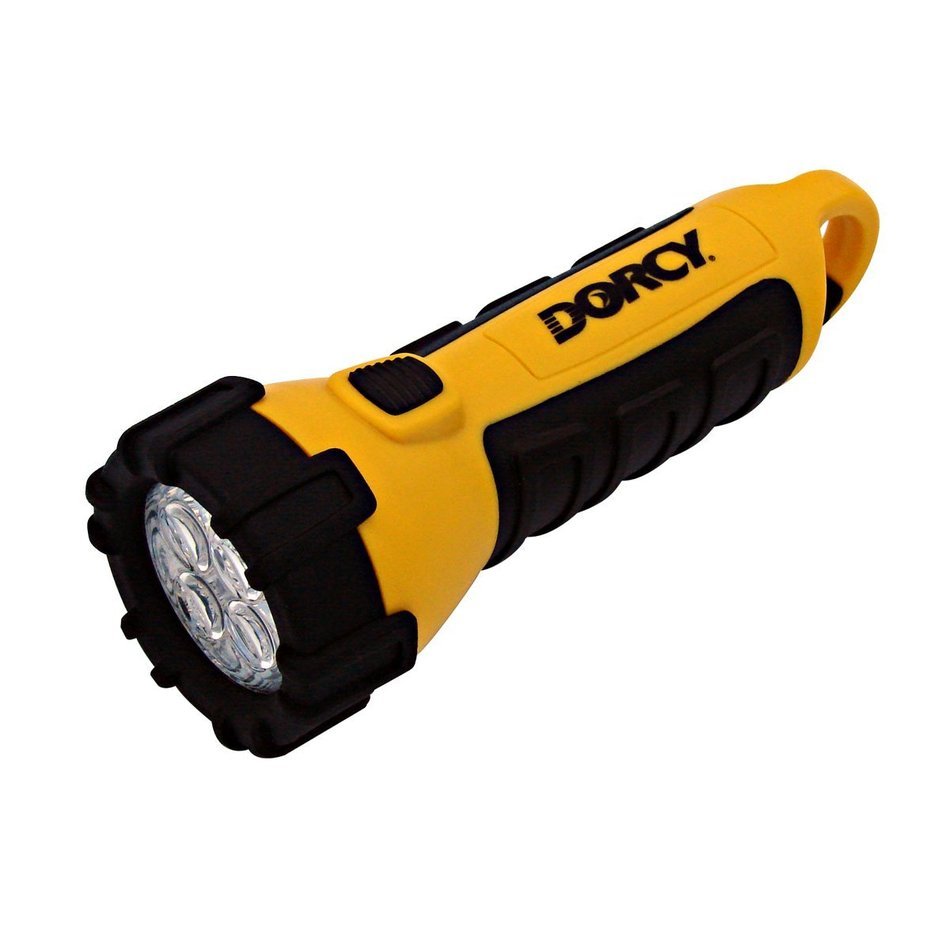 photo of black and yellow led flashlight
