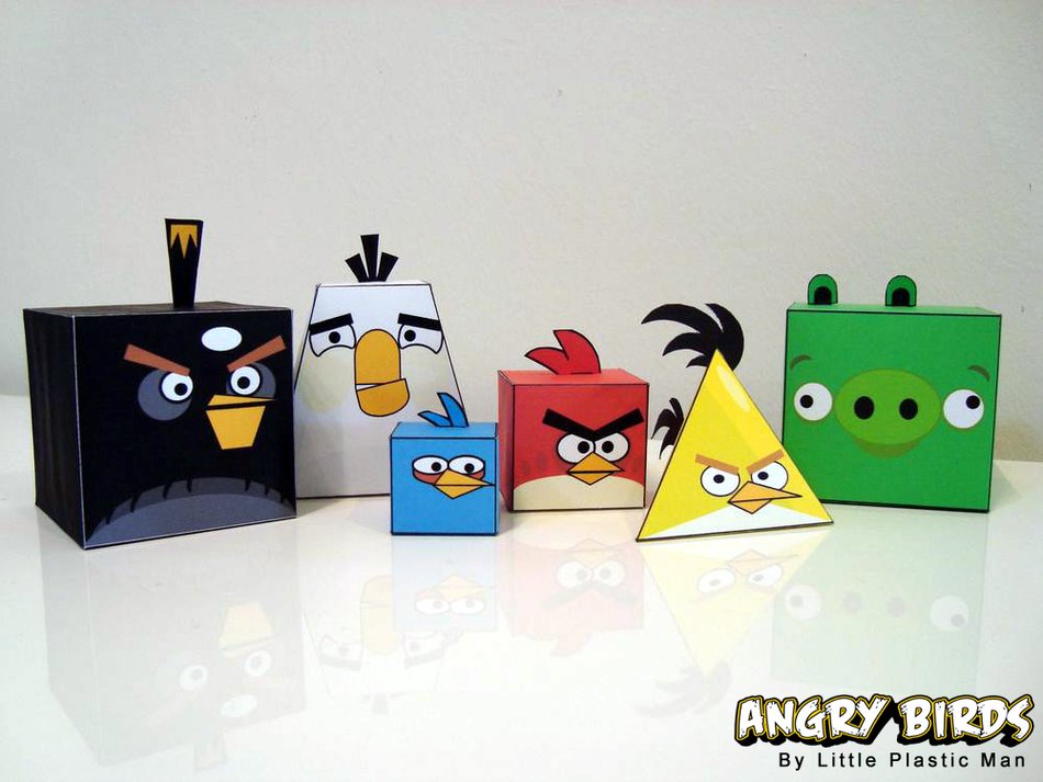 geometric figures in the form of angry birds