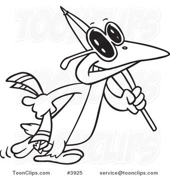 Black And White Cartoon Bird N3